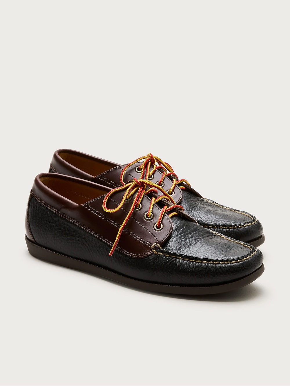J.Crew Men's Leather Moc Toe Boat Shoes in Black and Brown NWT